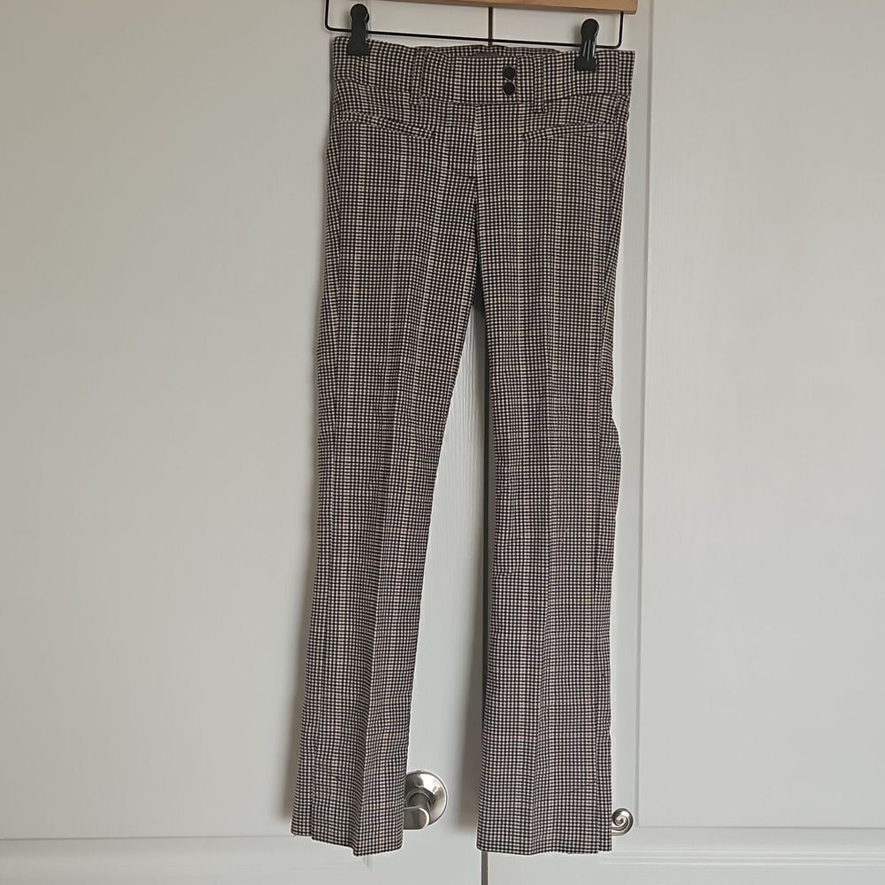 Suzy Shier Buffalo Check Mid-Rise Skinny Casual Pants Brown XS
